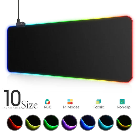 LED Light Mousepad RGB Keyboard Cover Desk-Mat Colorful Surface Mouse Pad Waterproof Multi-Size World Computer Gamer CS Dota